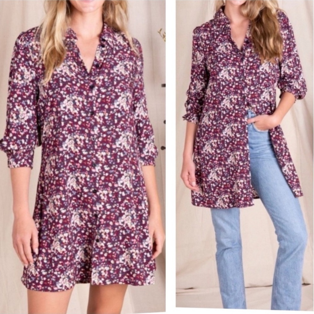 Natural Life Twiggy Burgundy Floral Mini Dress Size Large